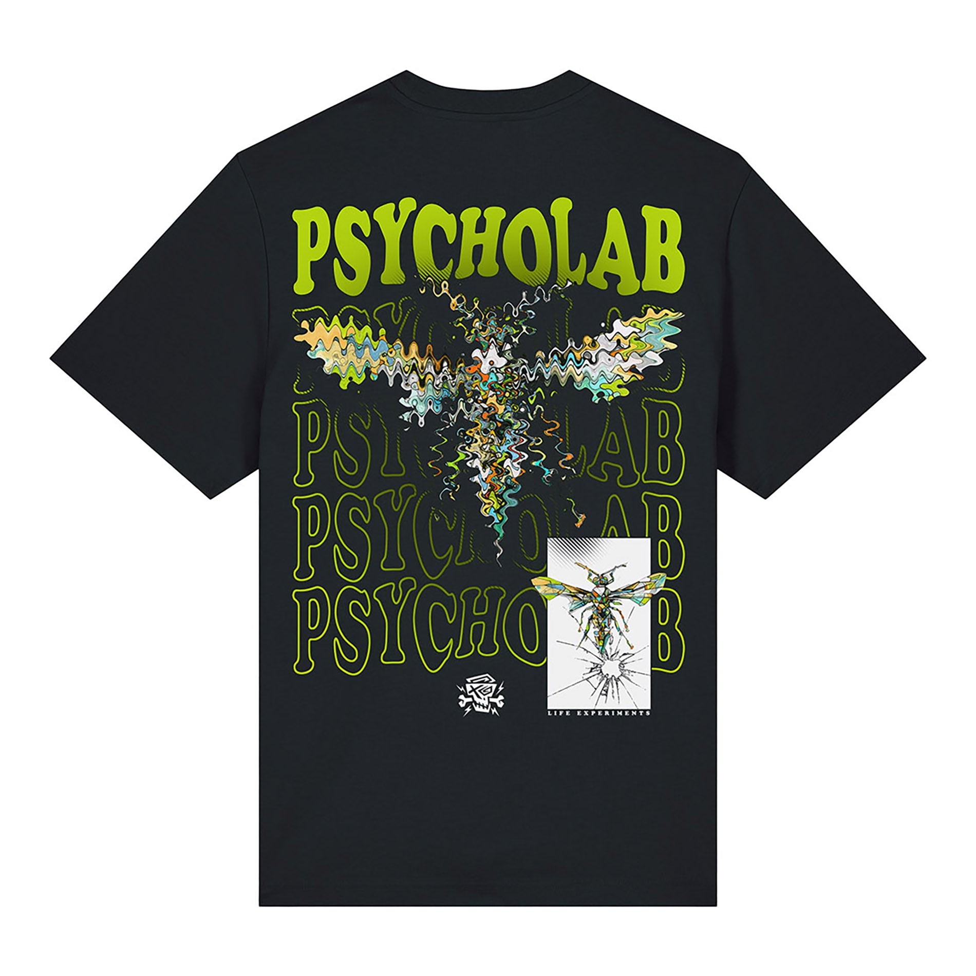 Das T-Shirt Anamorphic von PsychoLab präsentiert das auffällige anamorphe Design und das PsychoLab-Logo in einer coolen Kombination auf der Rückseite, perfekt für einen lässigen Look.
