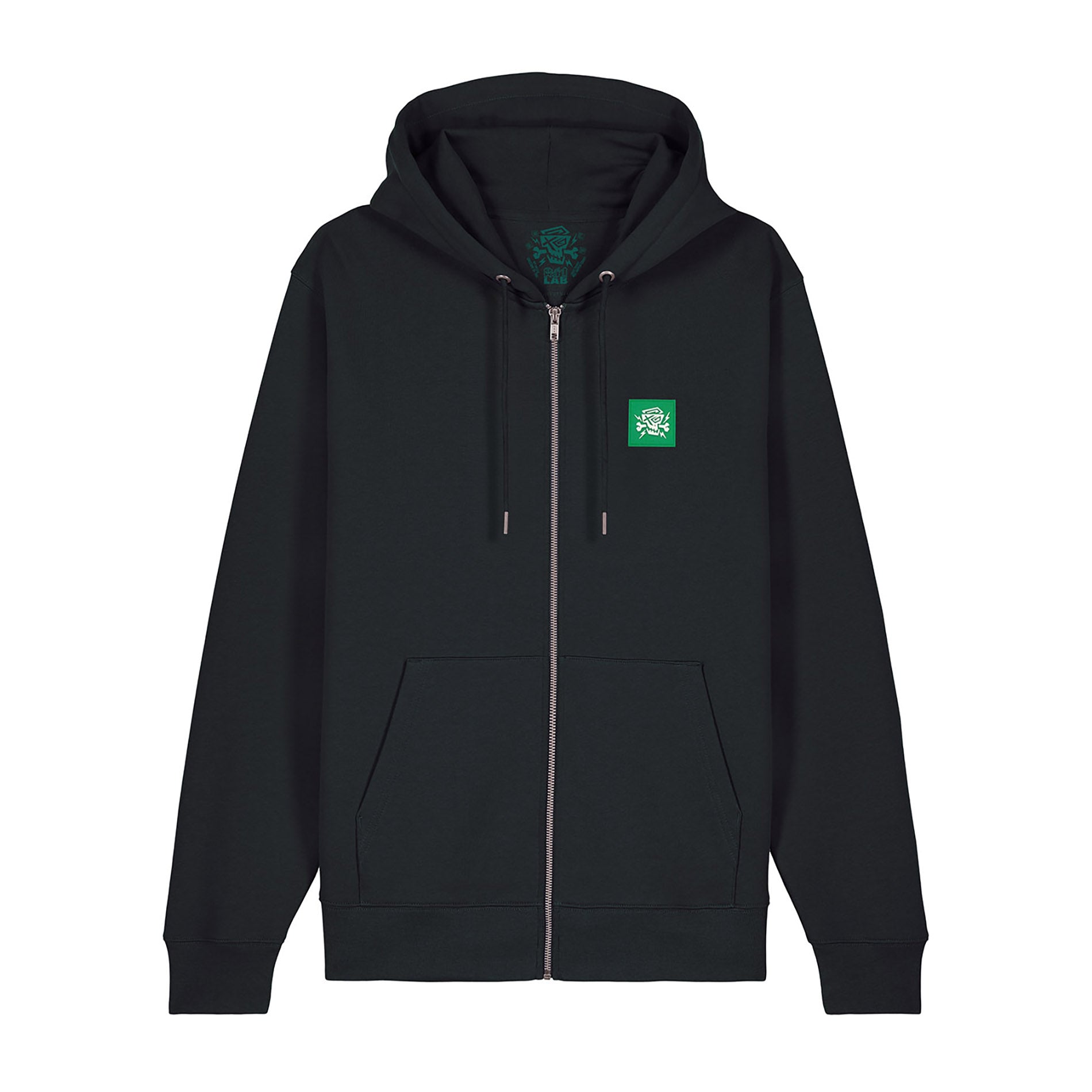 Zip Hoodie Legacy von PsychoLab in Schwarz, schlichtes Design mit kleinem Logo, perfekt für jeden Style.