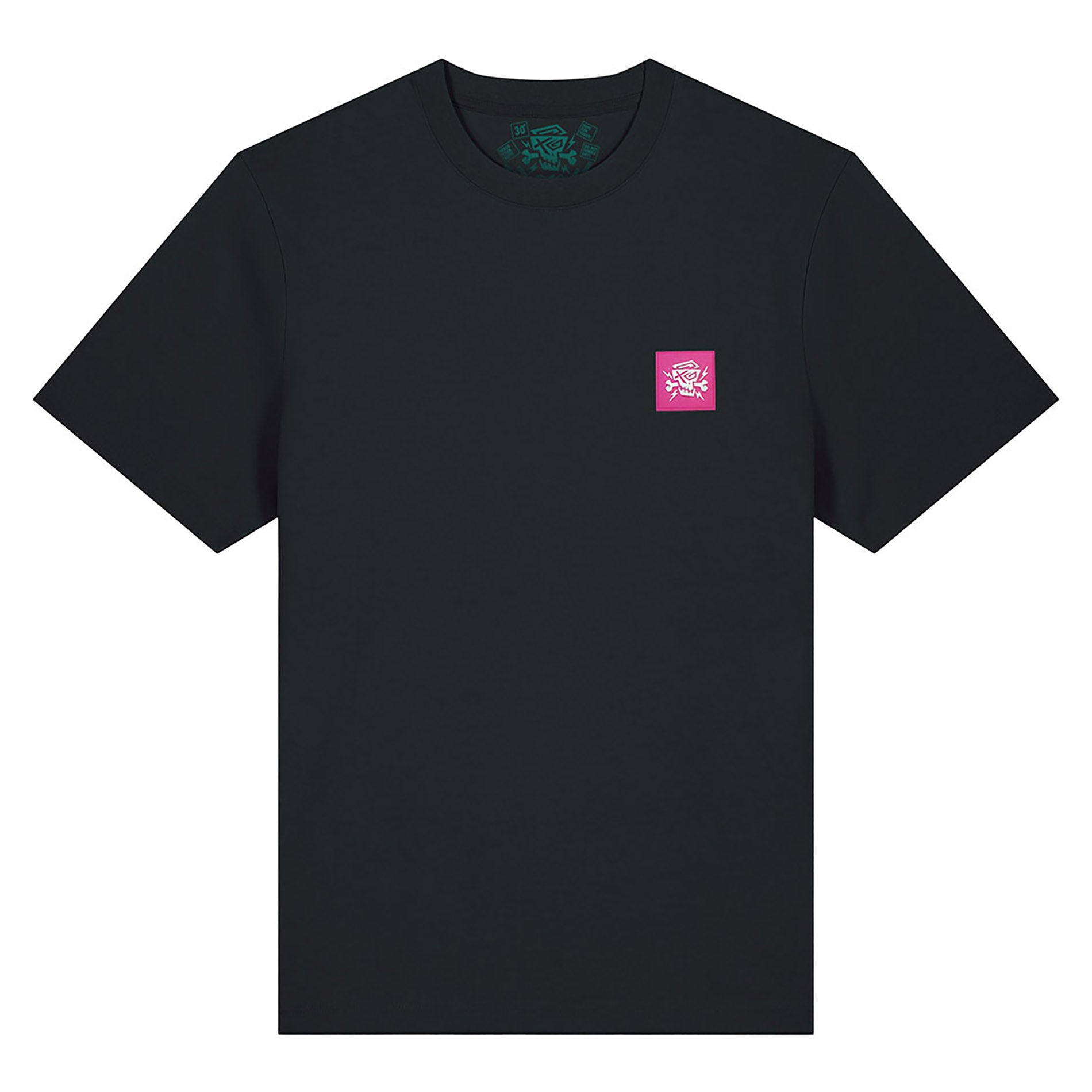 T-Shirt Dynamic von PsychoLab, Nahaufnahme des minimalistischen Vorderdesigns mit pinkfarbenem Logo, ein Must-Have für modebewusste Fans.