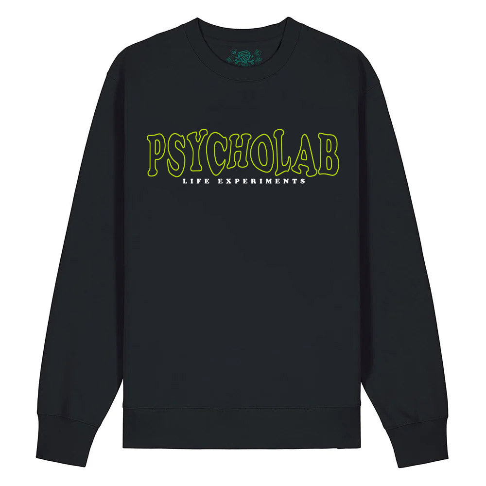 Sweatshirt Anamorphic Black von PsychoLab - bequemes, schwarzes Sweatshirt mit auffälligem Logo-Design, perfekt für urbanen Streetwear-Stil.