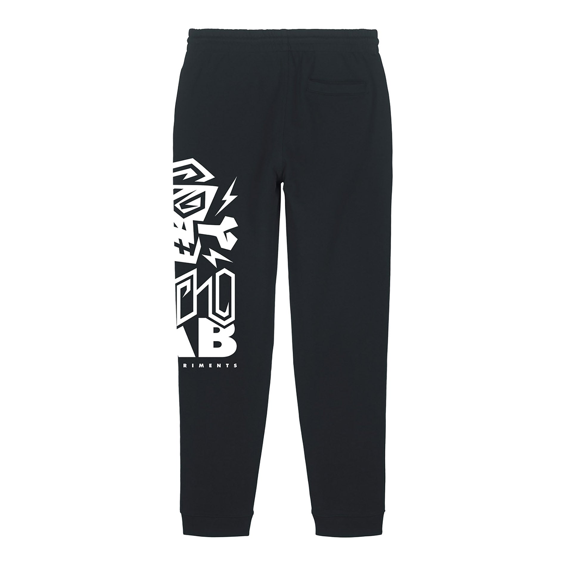 Schwarze Sweatpants "Pants Logo Black" von PsychoLab mit großem Logo-Print auf dem Bein. Ideal für urbanen Streetstyle und maximalen Tragekomfort.