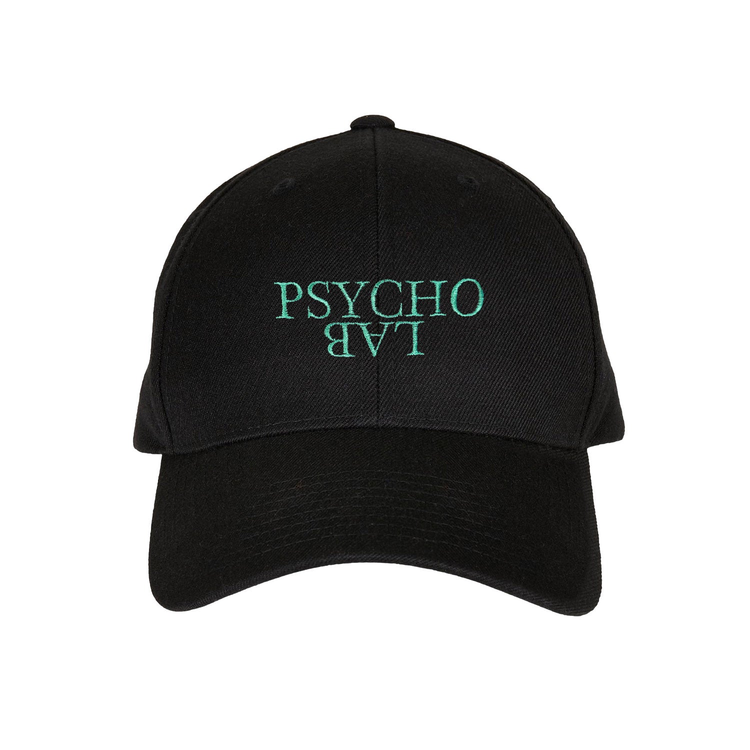 Die schwarze Cap Green Reversed von PsychoLab zeigt das umgedrehte grüne Logo auf der Vorderseite, ideal für lässige Outfits.