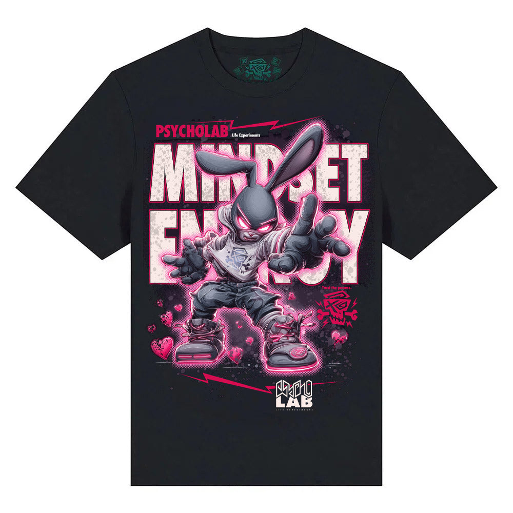 Rab Bit Streetwear T-Shirt Black – Neon Graffiti Statement