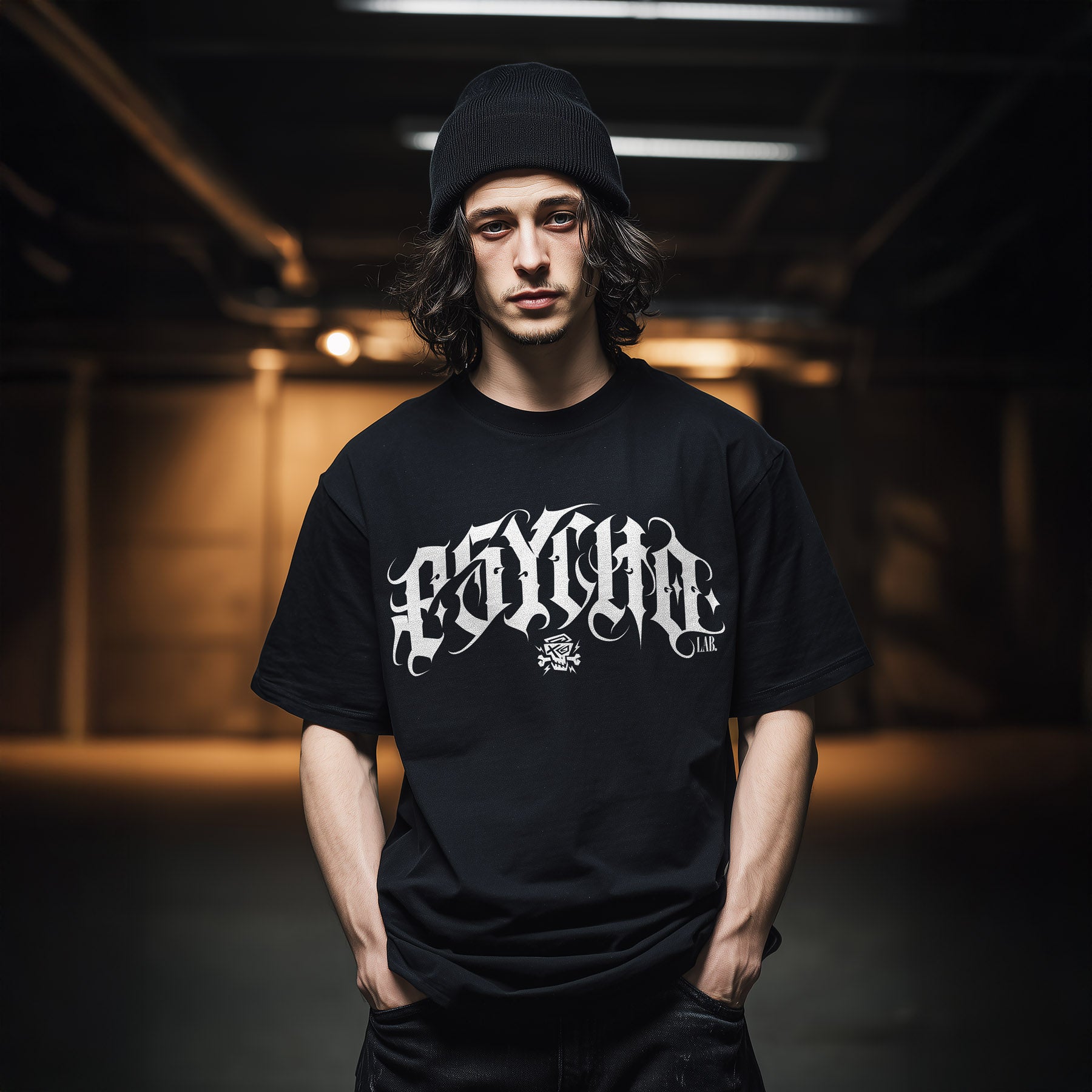 Calligraphy Black Streetwear T-Shirt – Urban Gothic Statement