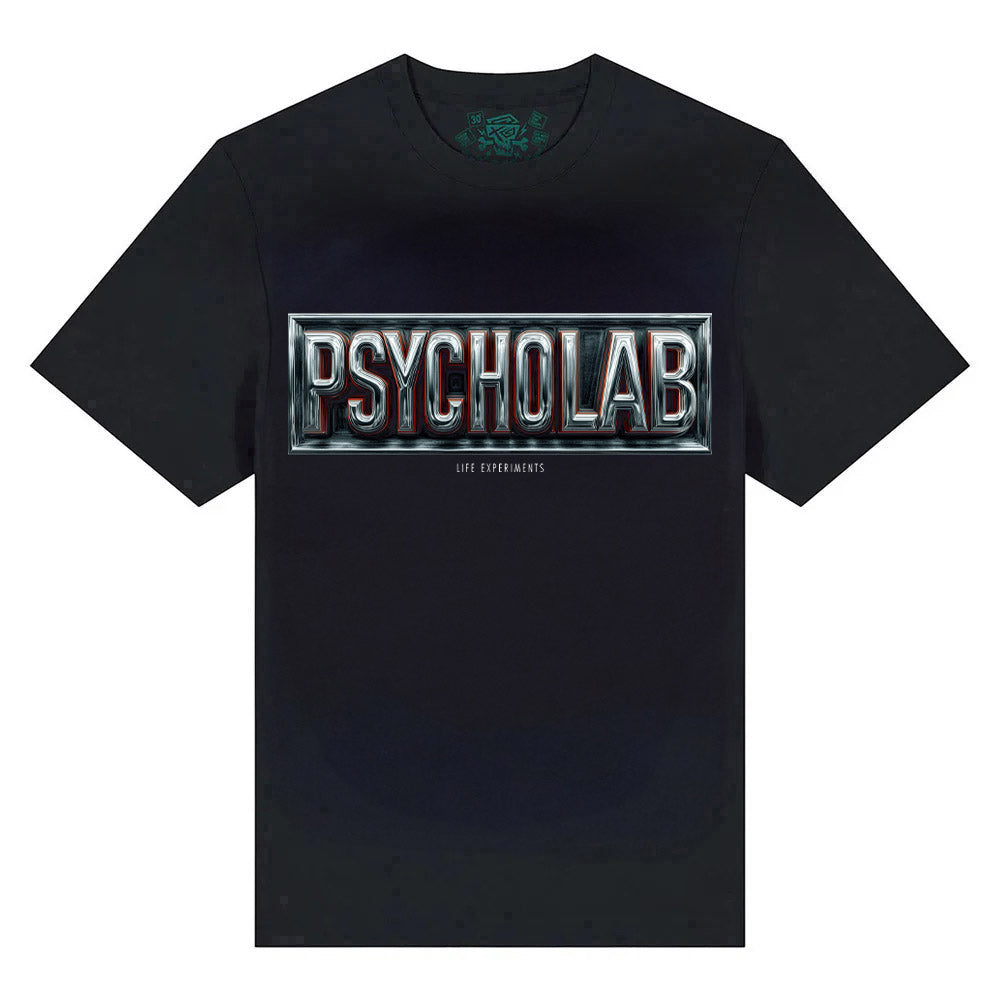 Metal Box Streetwear T-Shirt – Chrome Logo Statement Schwarz