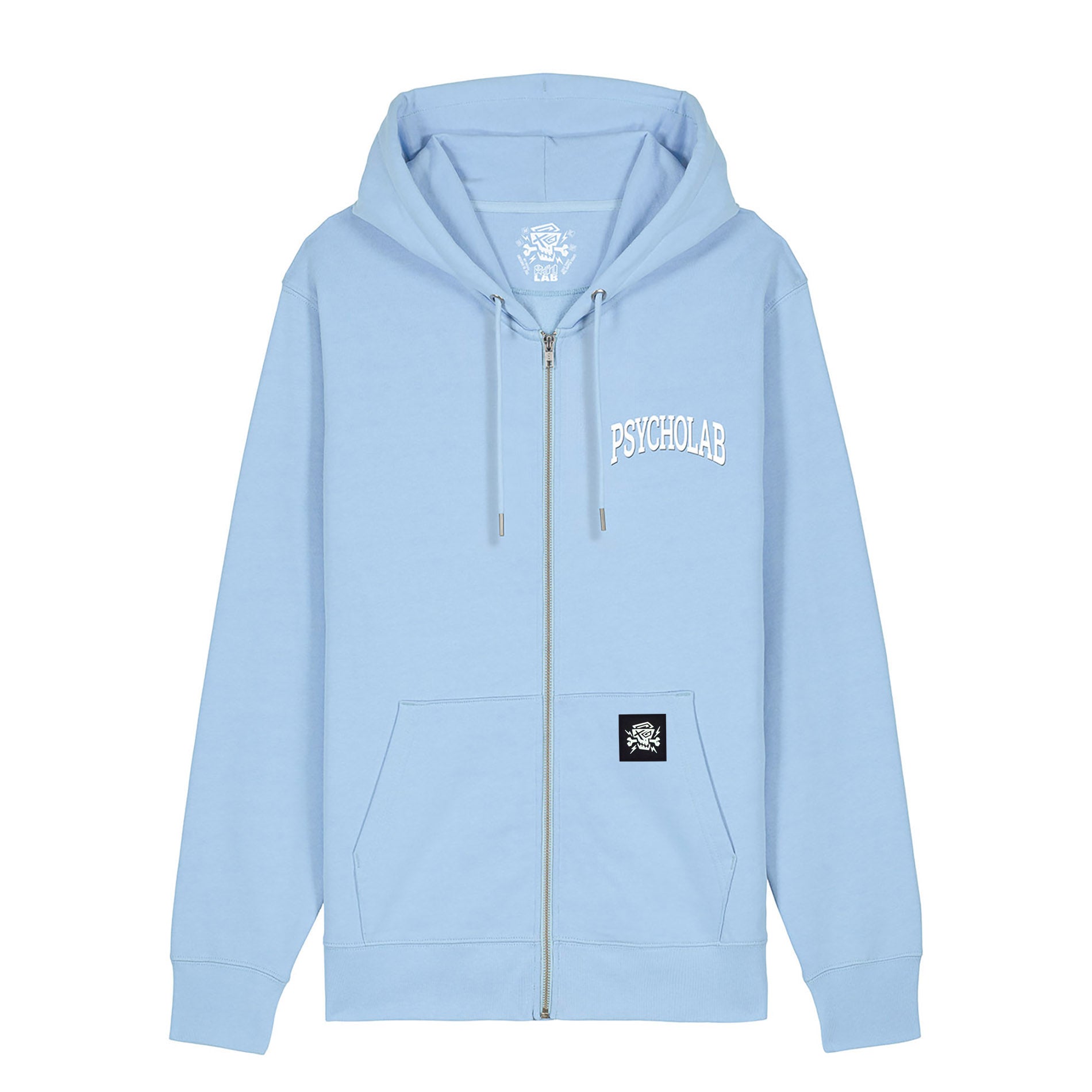 PsychoLab Zip Hoodie Academy blau mit PsychoLab-Logo und Reißverschluss, Streetwear