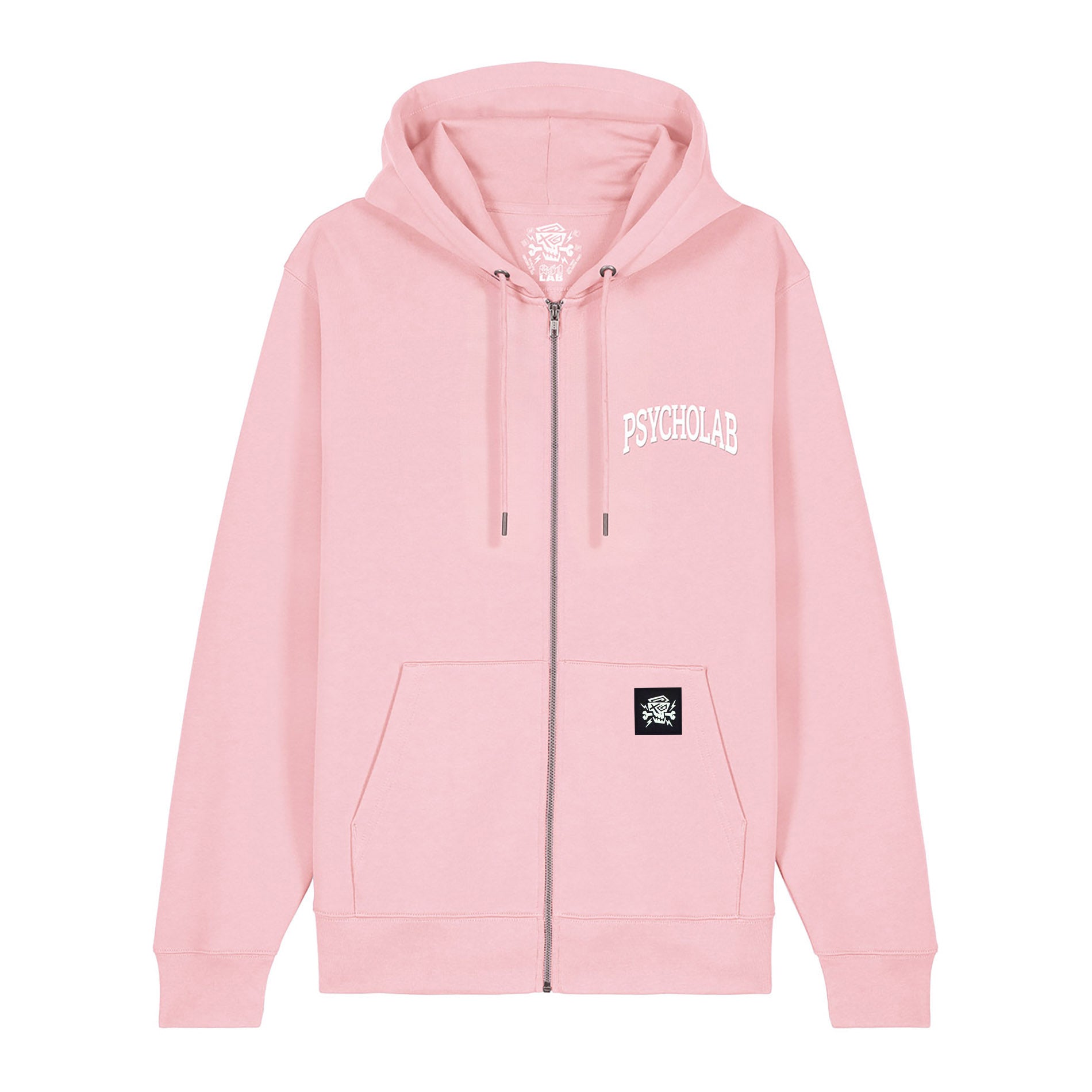 PsychoLab Zip Hoodie Academy rosa mit PsychoLab-Logo und Reißverschluss, Streetwear