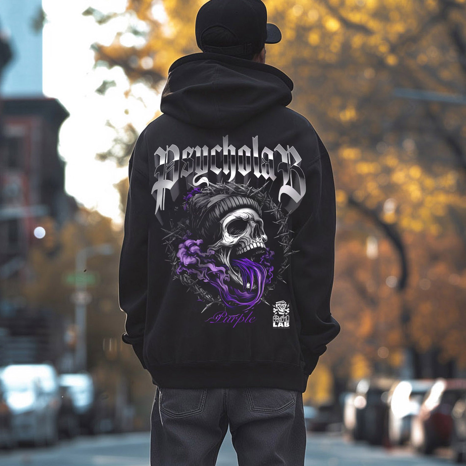 Purple Hoodie Black