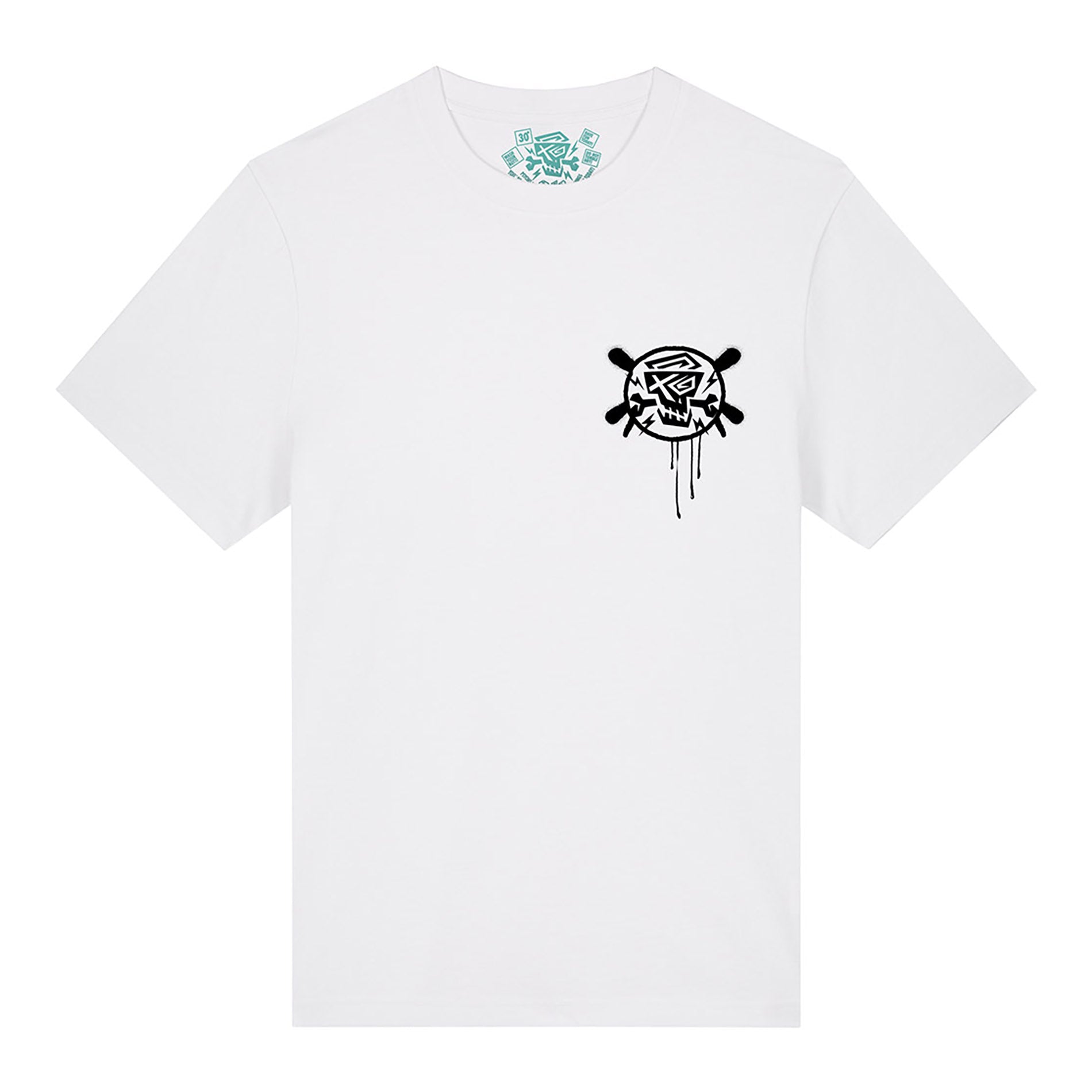 PsychoLab T-Shirt Chrome White Vorderseite mit kleinem Logo auf der Brust