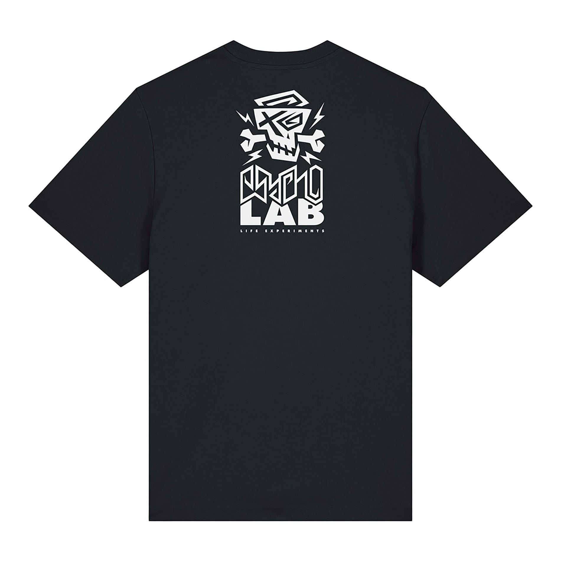 PsychoLab T-Shirt Logo Schwarz Vorderseite mit großem weißen Logo