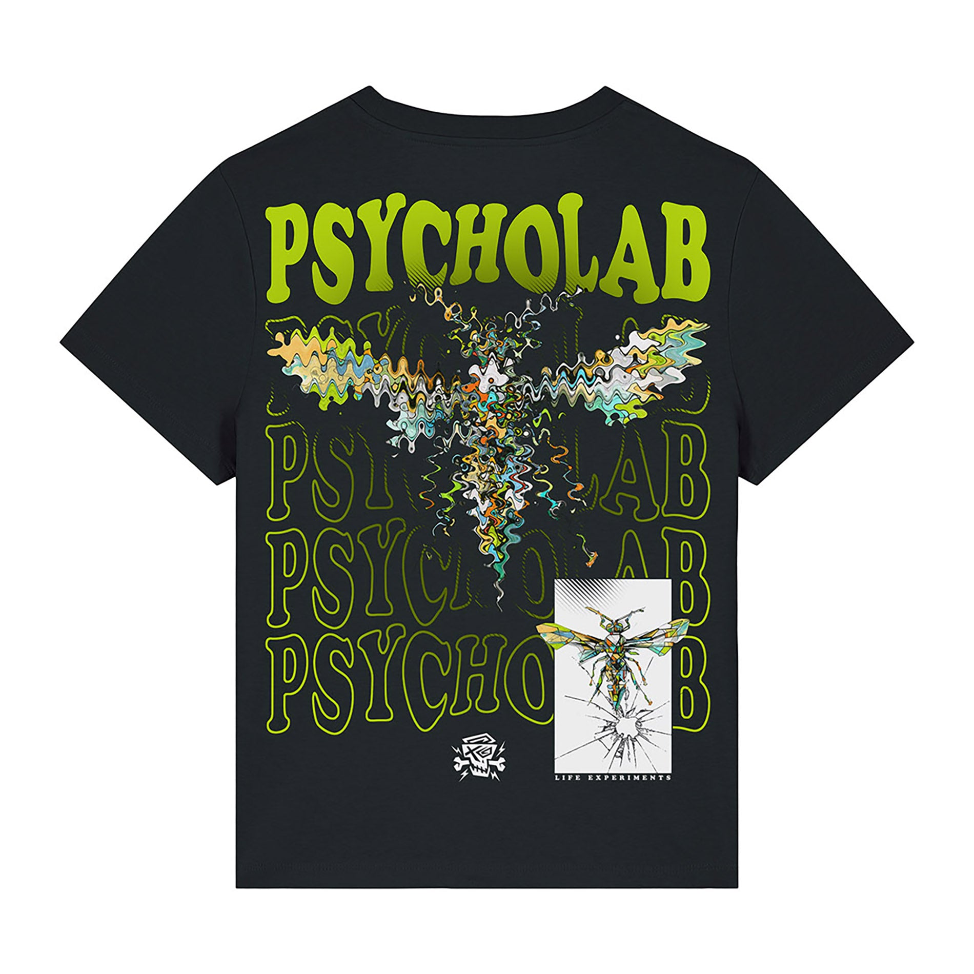 PsychoLab Women Shirt Anamorphic Rückseite mit Anamorphic Grafik Schwarz Damenmode