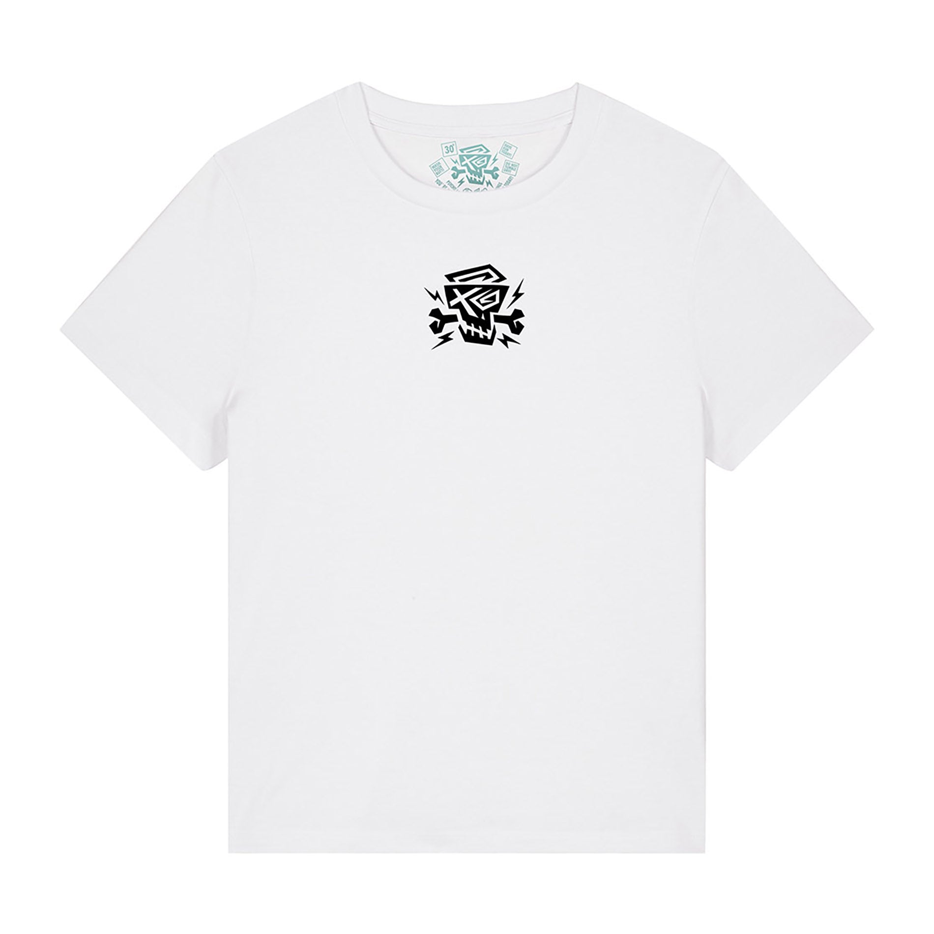 PsychoLab Damen T-Shirt Logo Weiß mit kleinem schwarzen Logo auf der Vorderseite