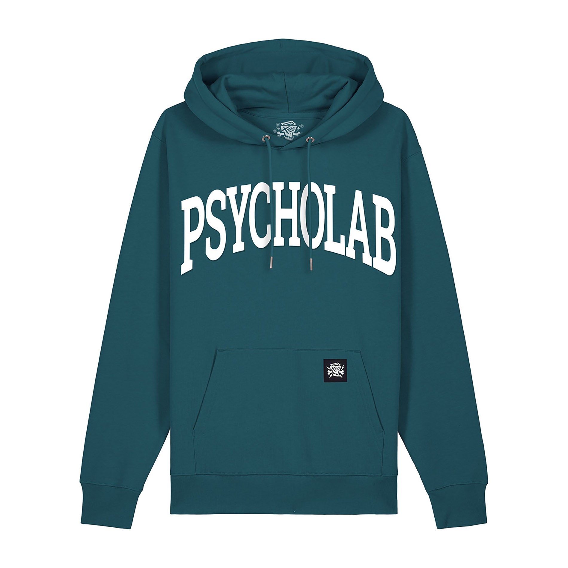 Stargazer-grüner PsychoLab Hoodie mit großem Schriftzug – Academy Design