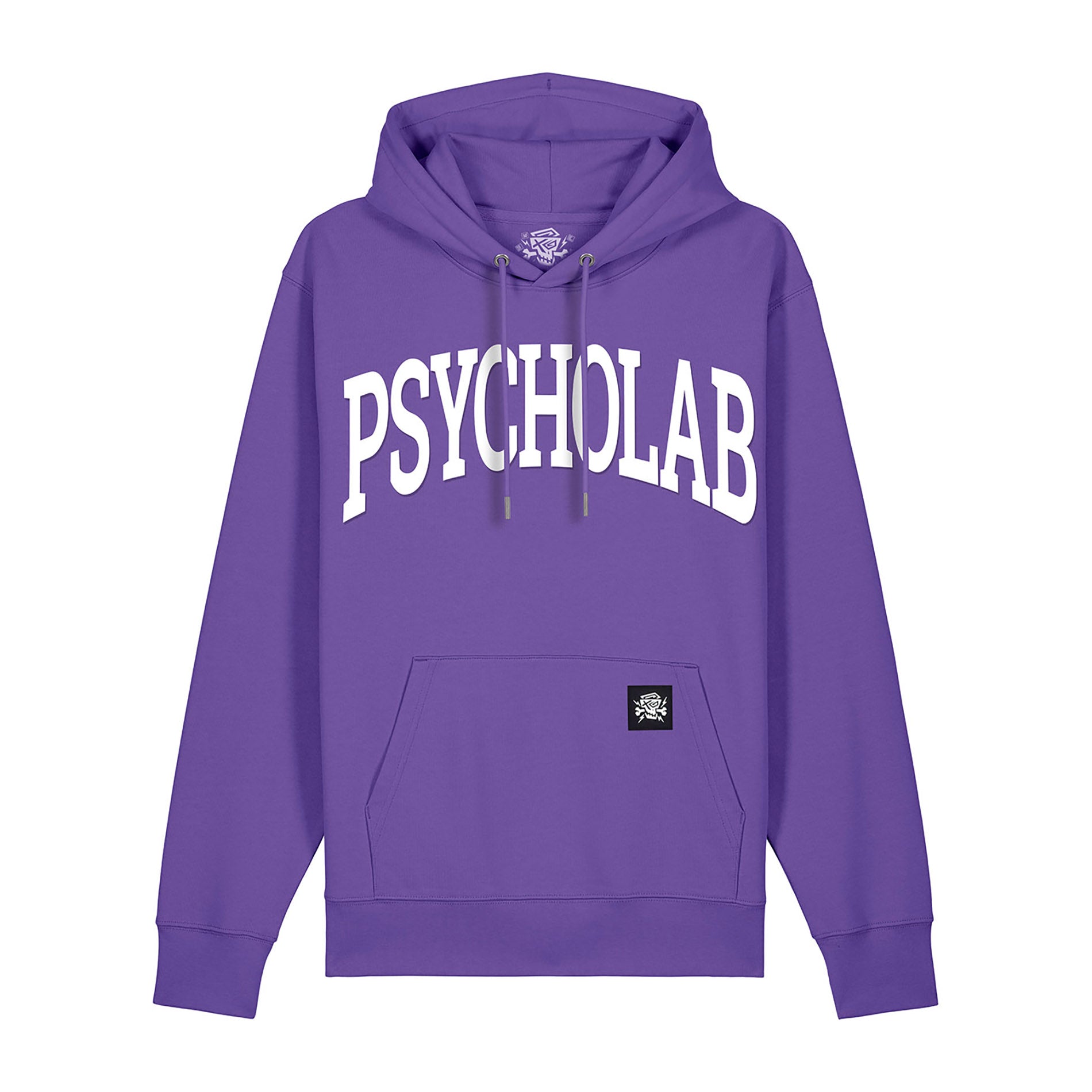 Purple PsychoLab Hoodie mit großem Schriftzug – Academy Design