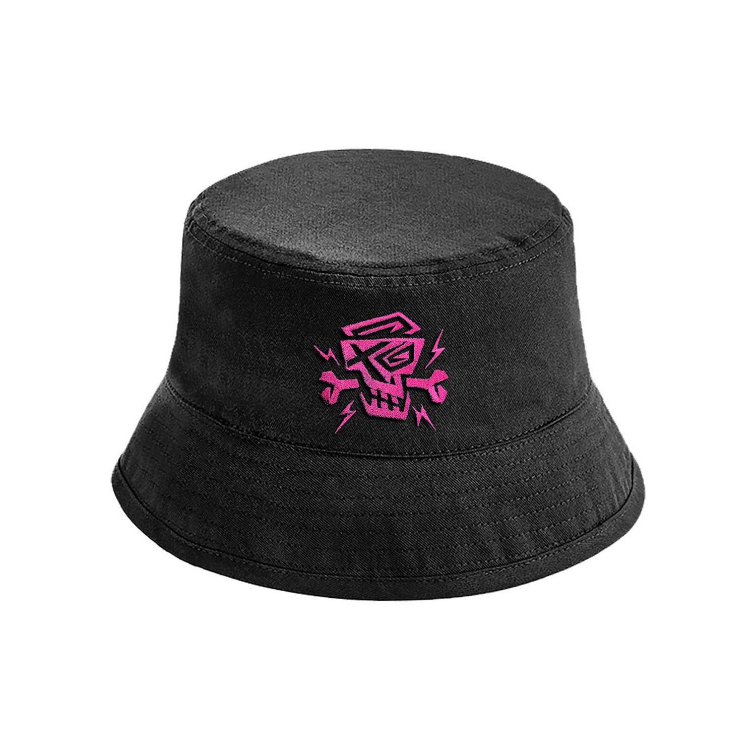 Schwarzer Bucket Hat mit pinkem Logo – PsychoLab