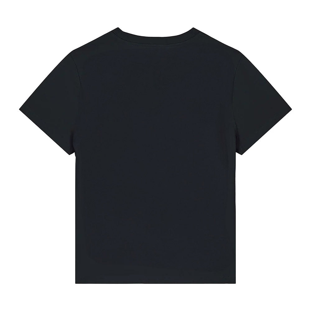 Rückansicht des Frauen T-Shirts 'Phoenix White' von PsychoLab, schlicht und elegant in schwarzer Farbe.
