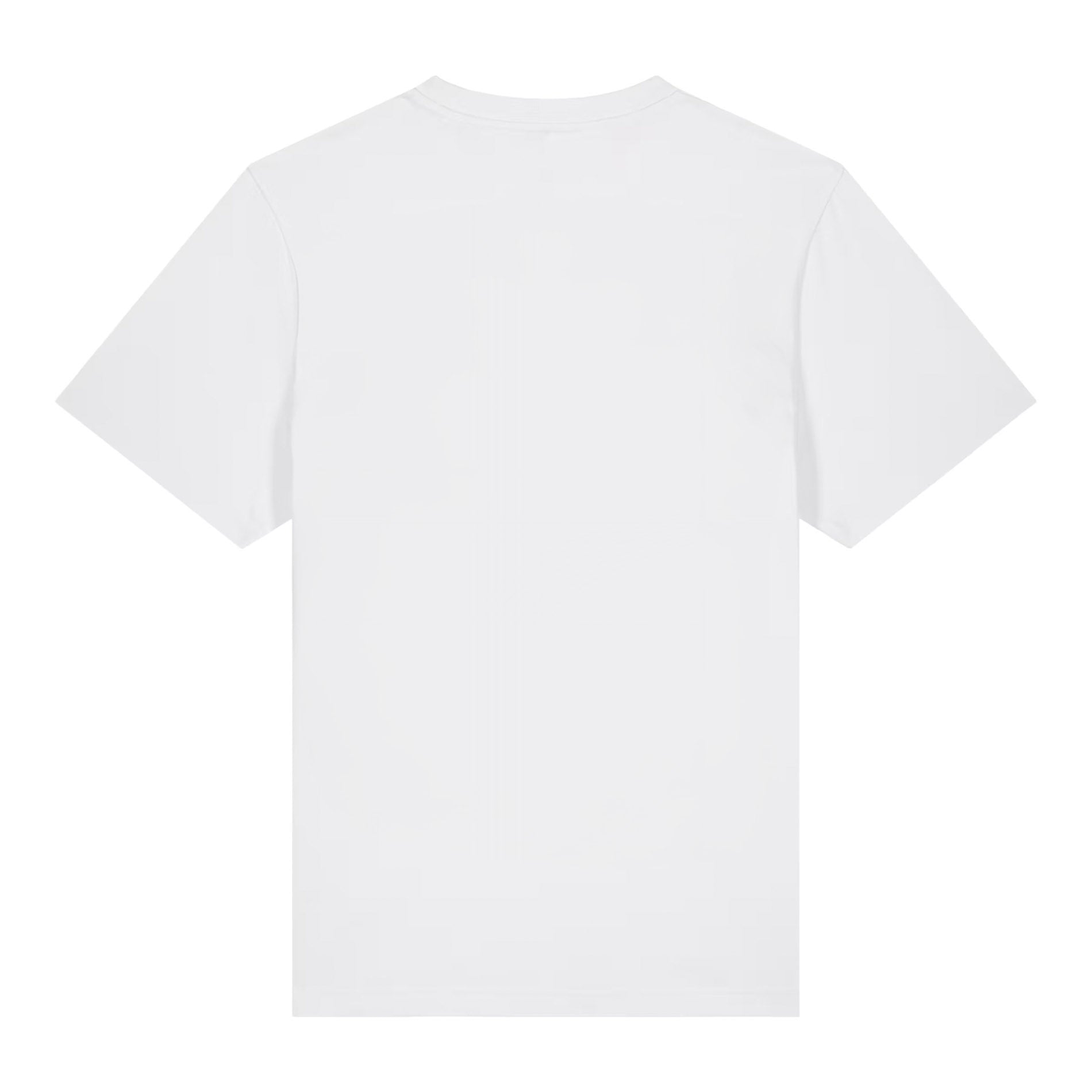 Rückansicht des T-Shirts Mad White von PsychoLab, schlicht in weiß, ideal für jeden urbanen Style. Psycholab.