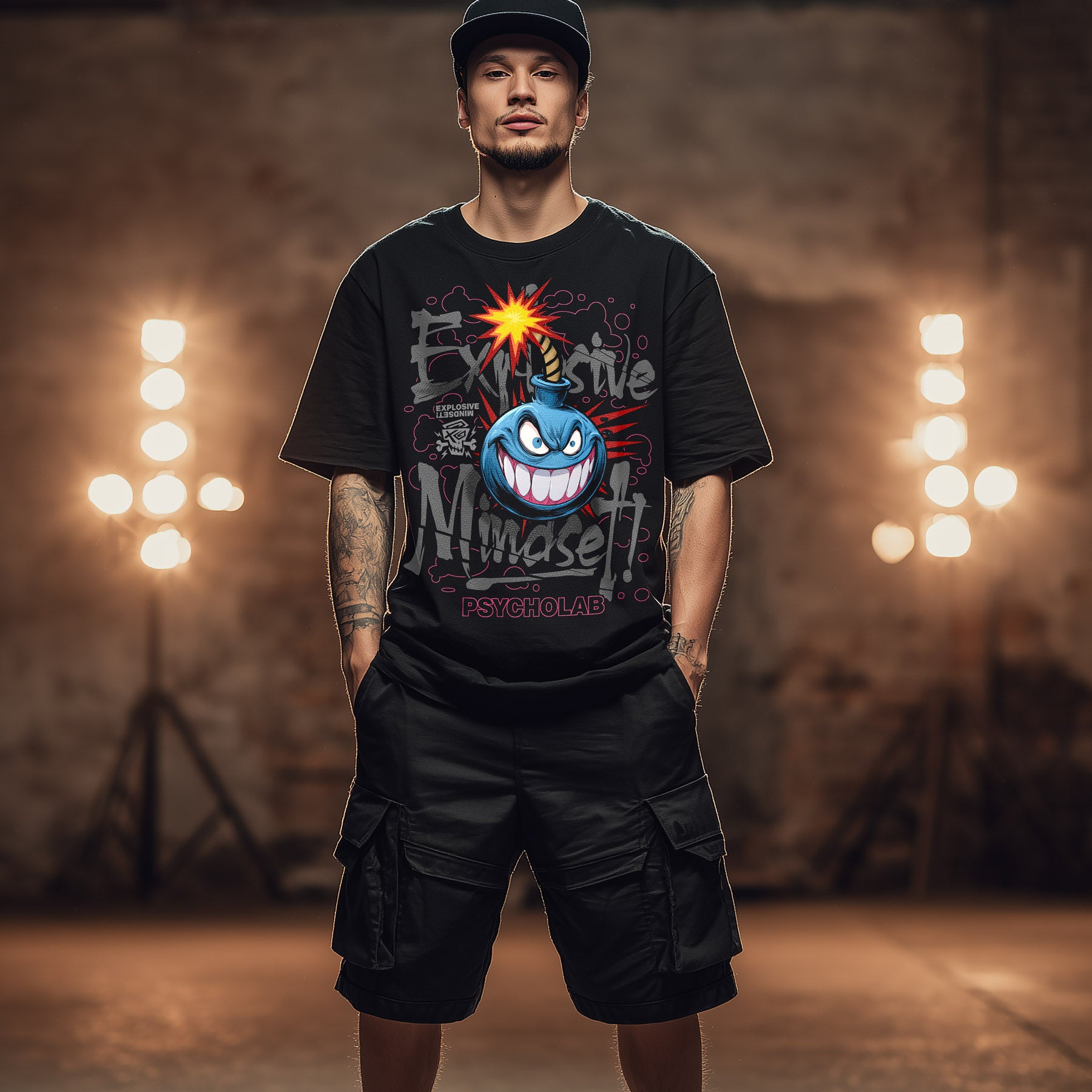 Bomb Streetwear T-Shirt Black – Explosive Graffiti-Attitüde
