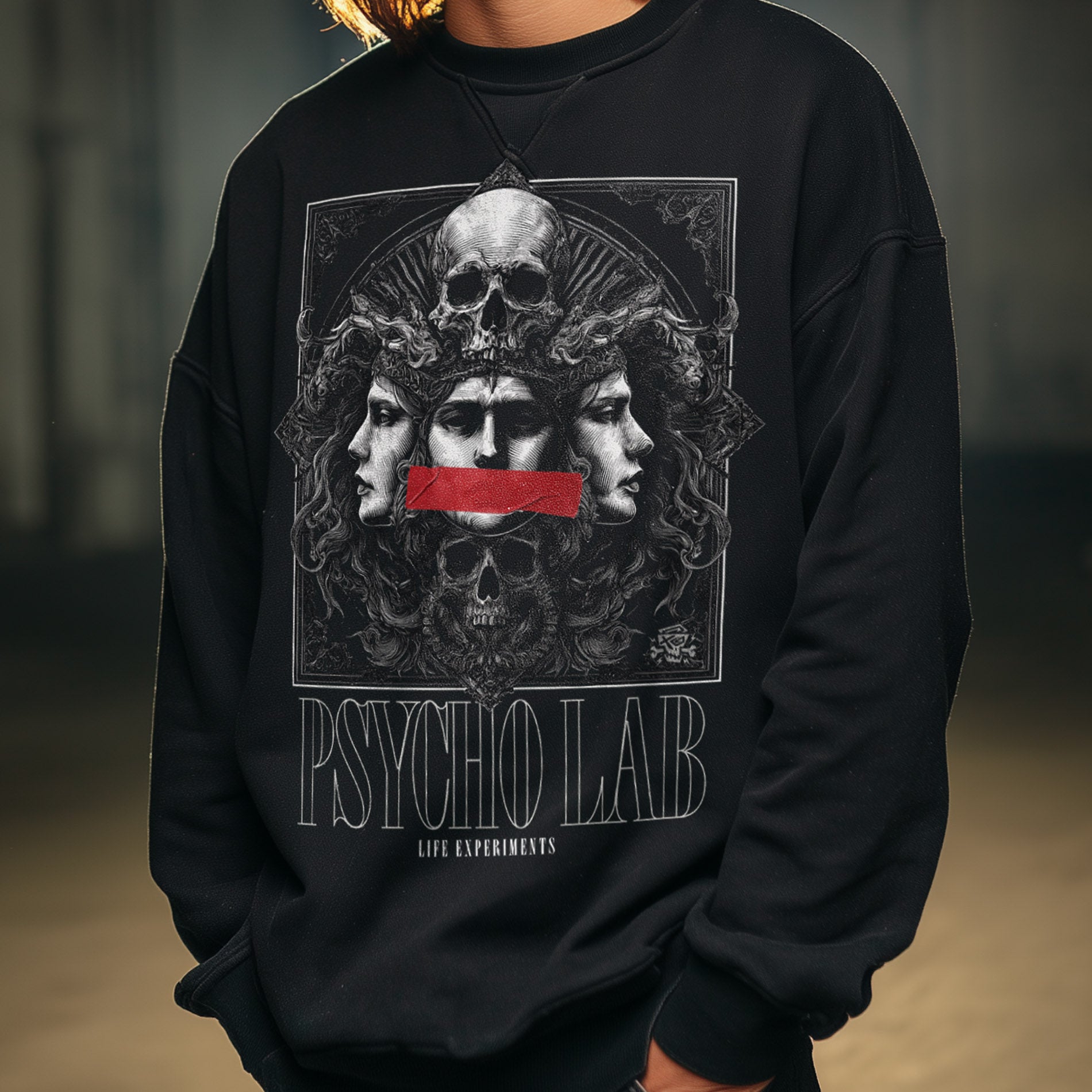 Still Skull Sweatshirt Black – Düsteres Dark-Art Statement