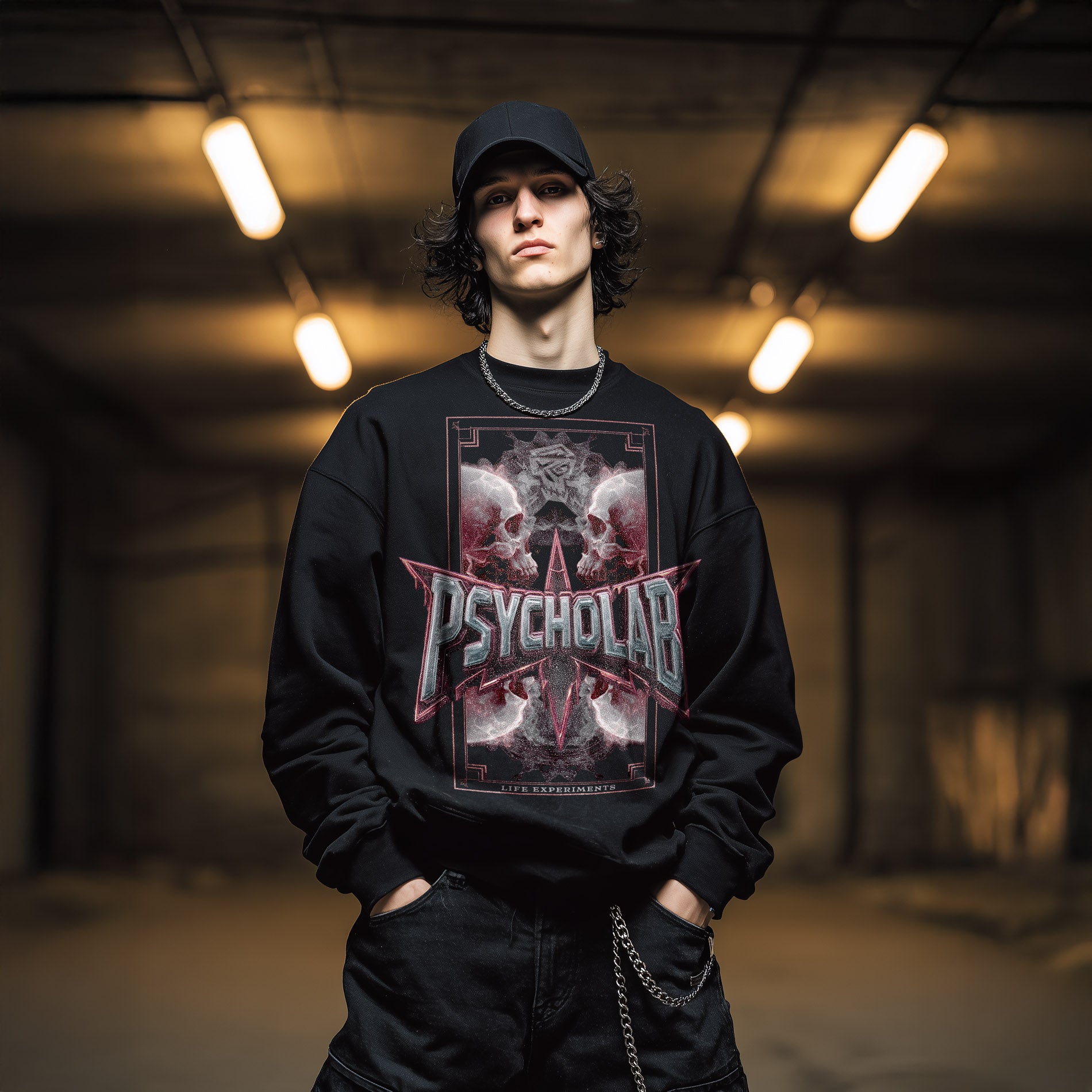 Rock Sweatshirt Black – Skull Chrome Streetwear Statement