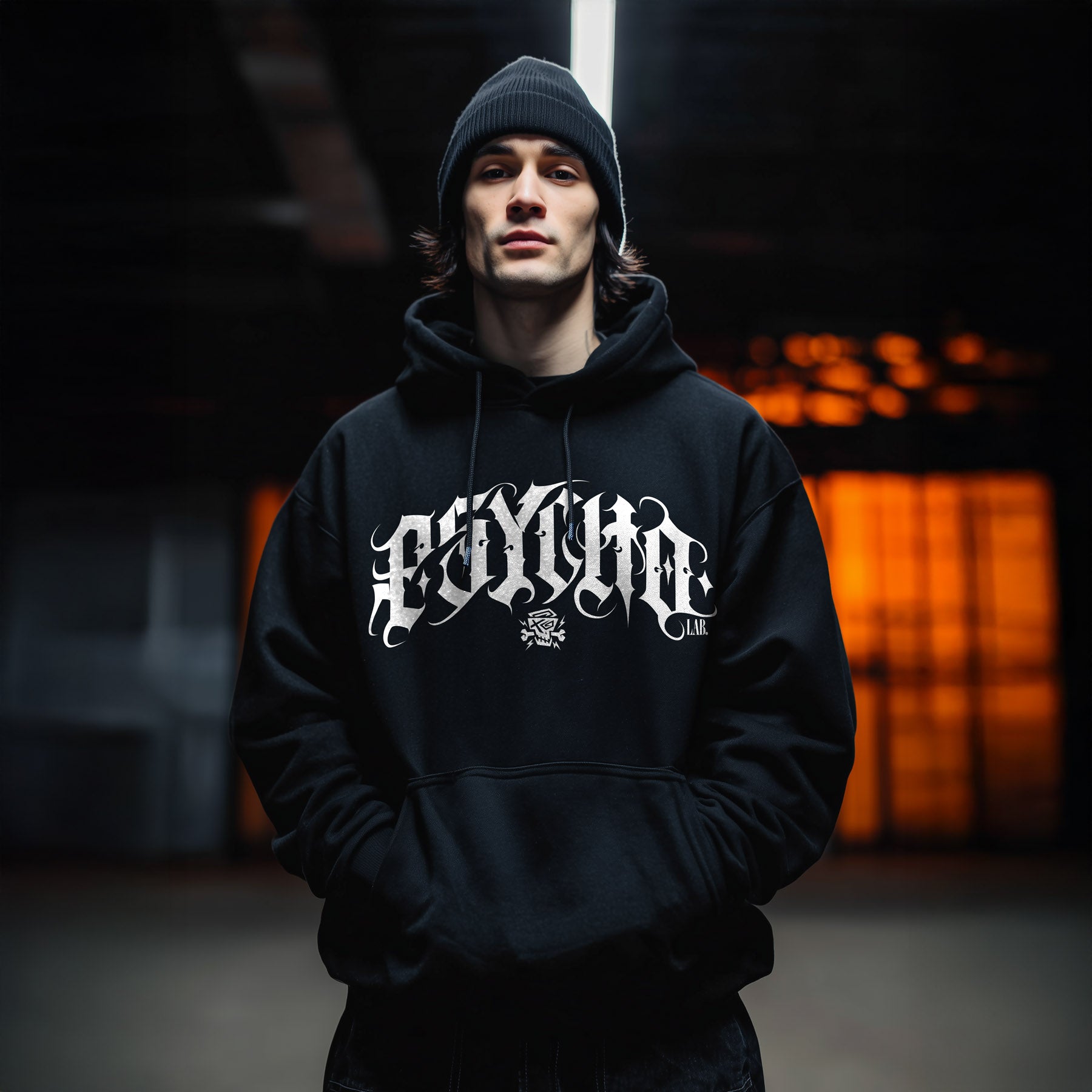 Calligraphy Hoodie Black – Gothic Streetwear Statement
